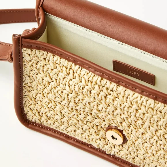 NWOT Ann Taylor LOFT Raffia Shoulder Bag/Crossbody - Picture 3 of 12